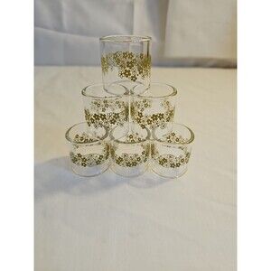 Vintage Corelle Pyrex Corning Butterfly Green Glass Napkin Rings Set of 6
